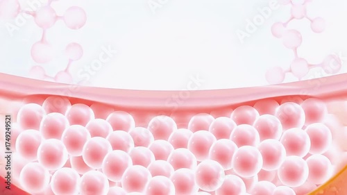 3d animation of white serum, cream, and lotion drops into skin cells for UV protection, Ultraviolet shield reflection. repair skin care concept
