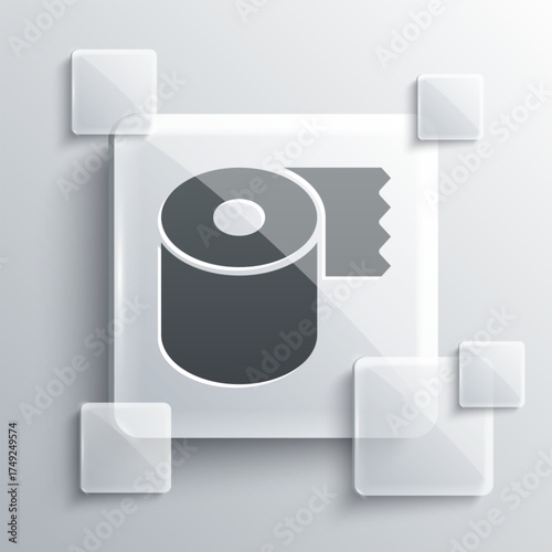 Grey Toilet paper roll icon isolated on grey background. Square glass panels. Vector