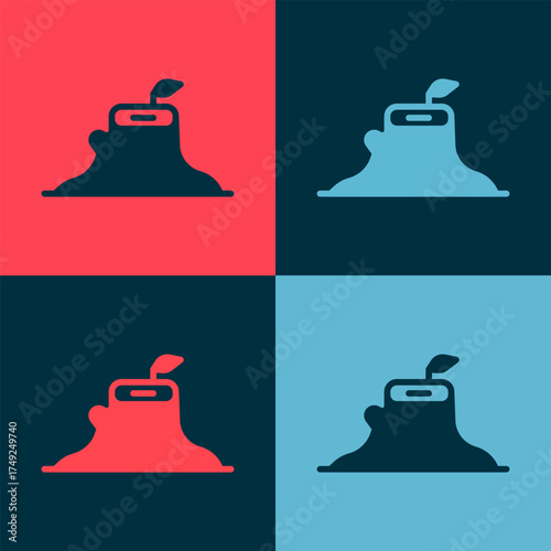 Pop art Tree stump icon isolated on color background. Vector