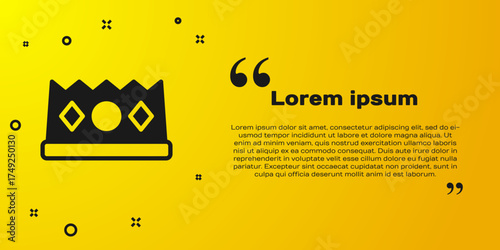 Black King crown icon isolated on yellow background. Vector