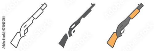Shotgun icon, weapon and military, automatic rifle sign, vector graphics, a linear pattern on a white background. editable stroke