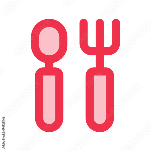 spoon and fork outline fill icon