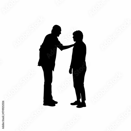 Patient thanking counselor for guidance silhouette isolated on white background
