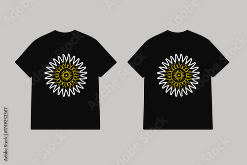 Black t shirt with sun graphic clothing apparel