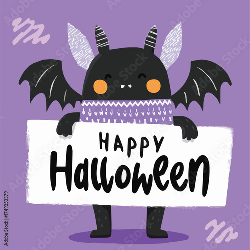 Happy Halloween. bright cartoon greeting card or banner design