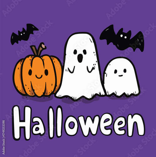 Happy Halloween. bright cartoon greeting card or banner design
