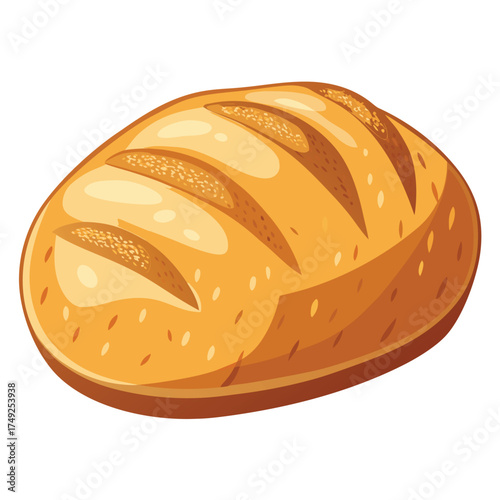 Fresh Baked Loaf of Bread for Nutrition Carbohydrate Meal Food Vector Design