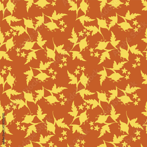 Floral botanical vector texture pattern with flowers and leaves. Seamless pattern can be used for wallpaper, pattern fills, web page background, surface textures.
