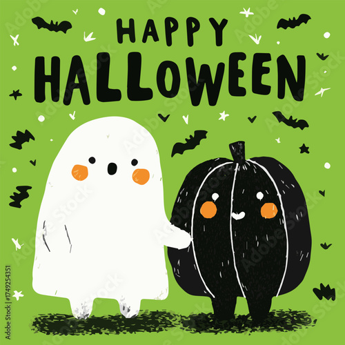 Happy Halloween. bright cartoon greeting card or banner design