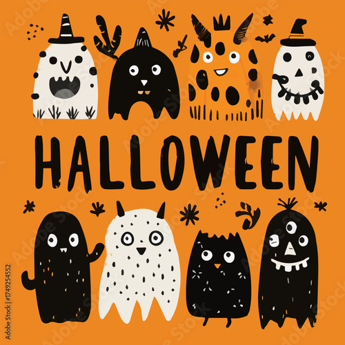Happy Halloween. bright cartoon greeting card or banner design