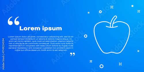White line Apple icon isolated on blue background. Excess weight. Healthy diet menu. Fitness diet apple. Vector