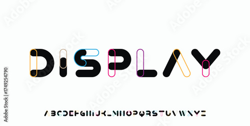 Modern creative minimal abstract digital colorful alphabet font design template set. Minimal Fashionable technology typography, Creative urban sport fashion futuristic font design. vector illustration