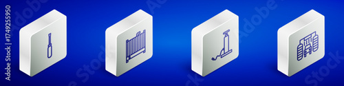 Set Isometric line Screwdriver, Car radiator cooling system, air pump and wash icon. Vector