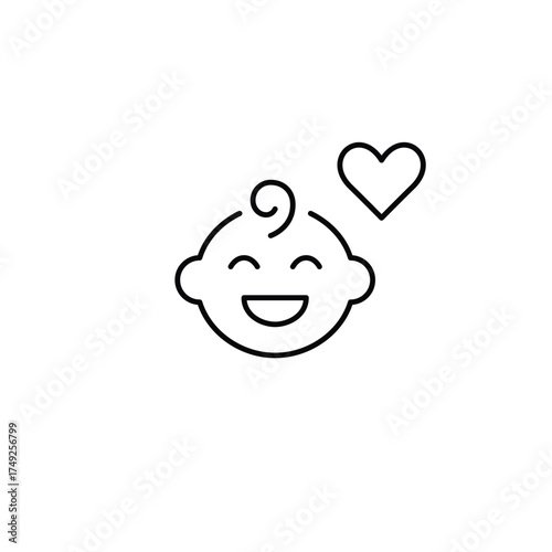 Infant baby boy and heart. Childcare and parenting. Kid safe products. Pixel perfect, editable stroke vector icon