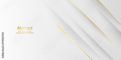 Elegant White and Gold Diagonal Lines Background. Futuristic Technology Concept