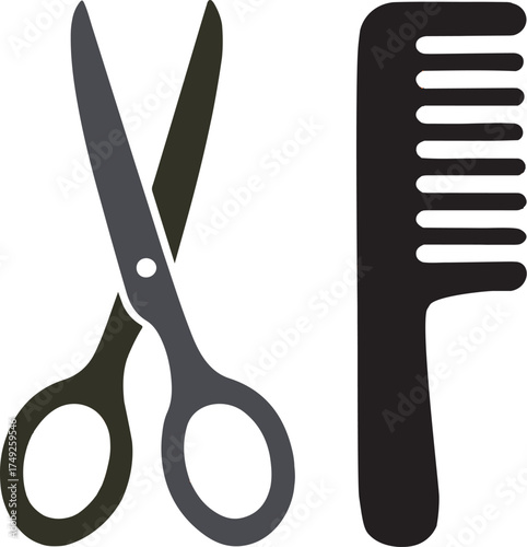 Scissors and Comb Vector Illustration