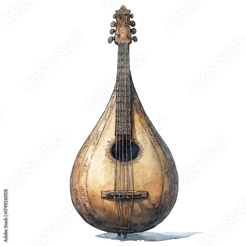 Koto, watercolor clipart vector, isolated on a white background.