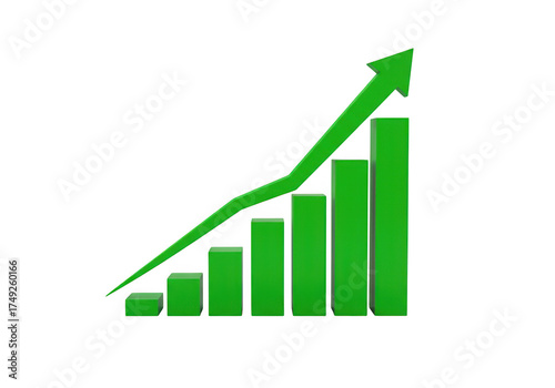 Free Download Green bar chart with upward trend arrow isolated on transparent background - GFXLoad