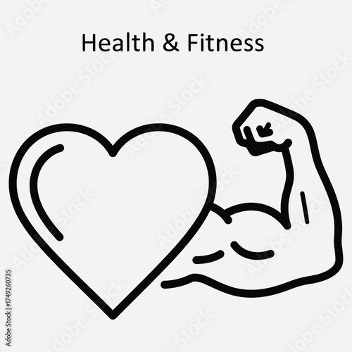 Heart and Bicep Symbol Health & Fitness, Strength, and Wellness Icon