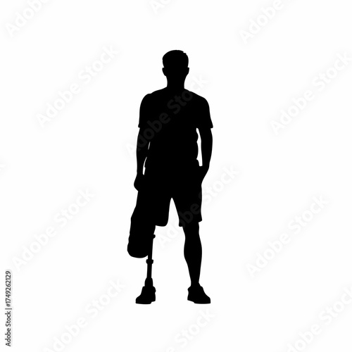 Silhouette of rehabilitation therapist massaging paralyzed leg for stimulation isolated on white background