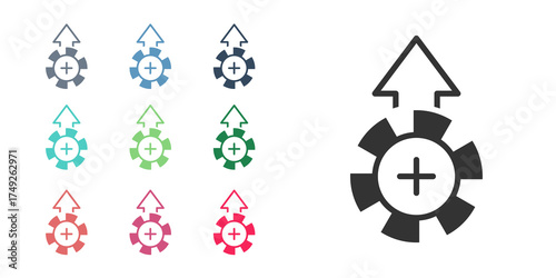Black Casino chips icon isolated on white background. Casino gambling. Set icons colorful. Vector