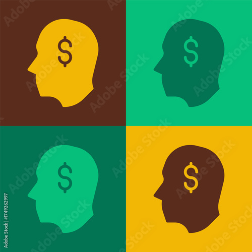 Pop art Lucky player icon isolated on color background. Vector