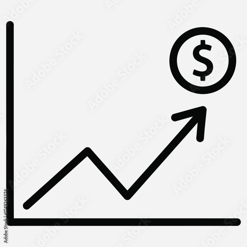 Financial growth and investment success chart with upward trend and dollar sign