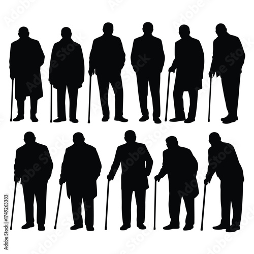 Set of elderly man silhouettes vector illustration scalable eps icon for diverse applications silhouette