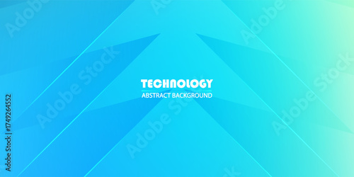 Abstract cyan and turquoise gradient background with sharp geometric shapes and diagonal lines. Futuristic and modern design concept