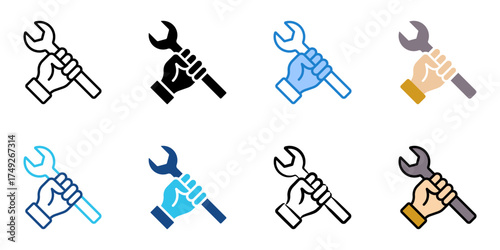 Technician icon set multiple style collection 
