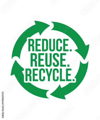 Eco friendly reduce reuse recycle icon set for sustainability and climate action t shirt designs