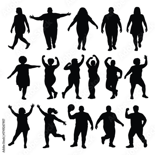 Diverse human body silhouettes in various poses vector illustration scalable eps icon for general use silhouette
