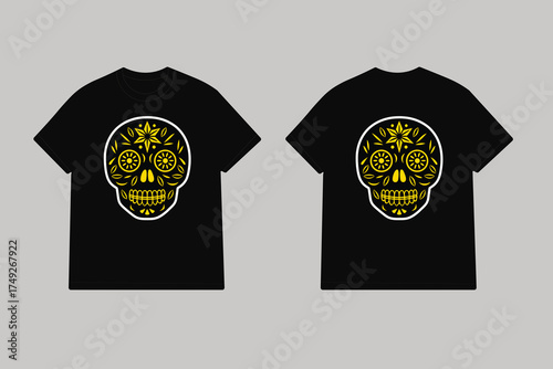 Black tshirts with yellow sugar skull black t shirt