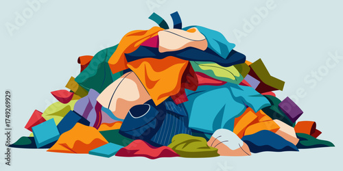 Pile of colorful old clothes ready for donation on light background  