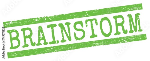 BRAINSTORM text on green lines stamp sign.