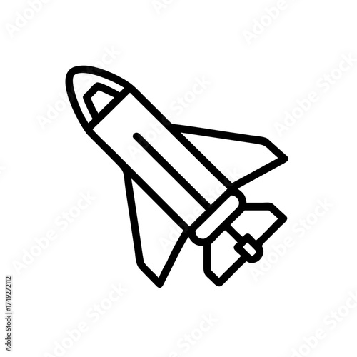 Space shuttle icon in minimalist black and white design  