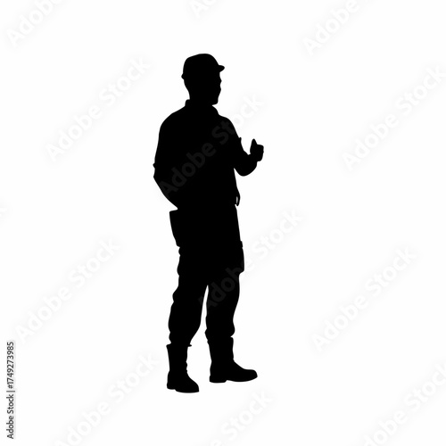 Silhouette of a worker giving motivational talk in a rehab classroom isolated on white background