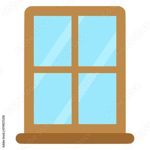 beautiful classic window interior flat color vector illustration template design