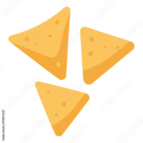 three tortilla chips snack flat color vector illustration template design