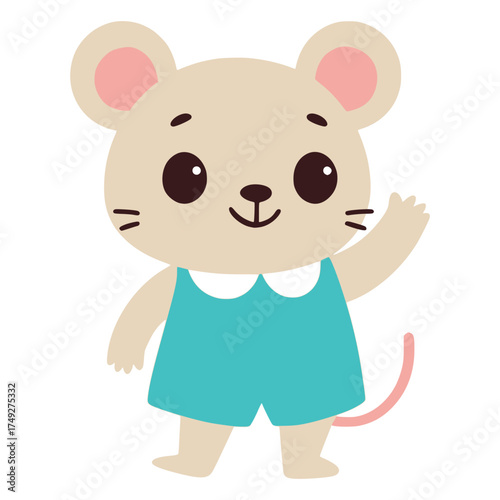 cute mouse wearing beautiful dress flat color vector illustration template design