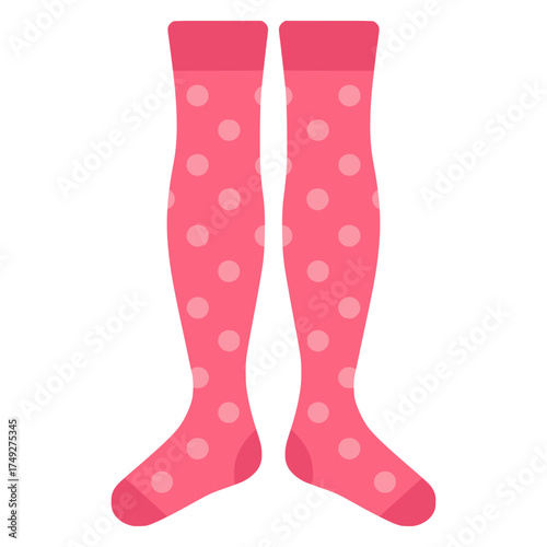 pink high knee socks warm flat color vector illustration template design