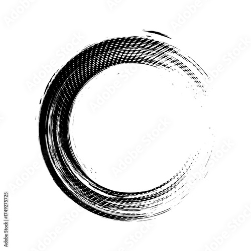 Black enso zen circle on white background.  Vector illustration.