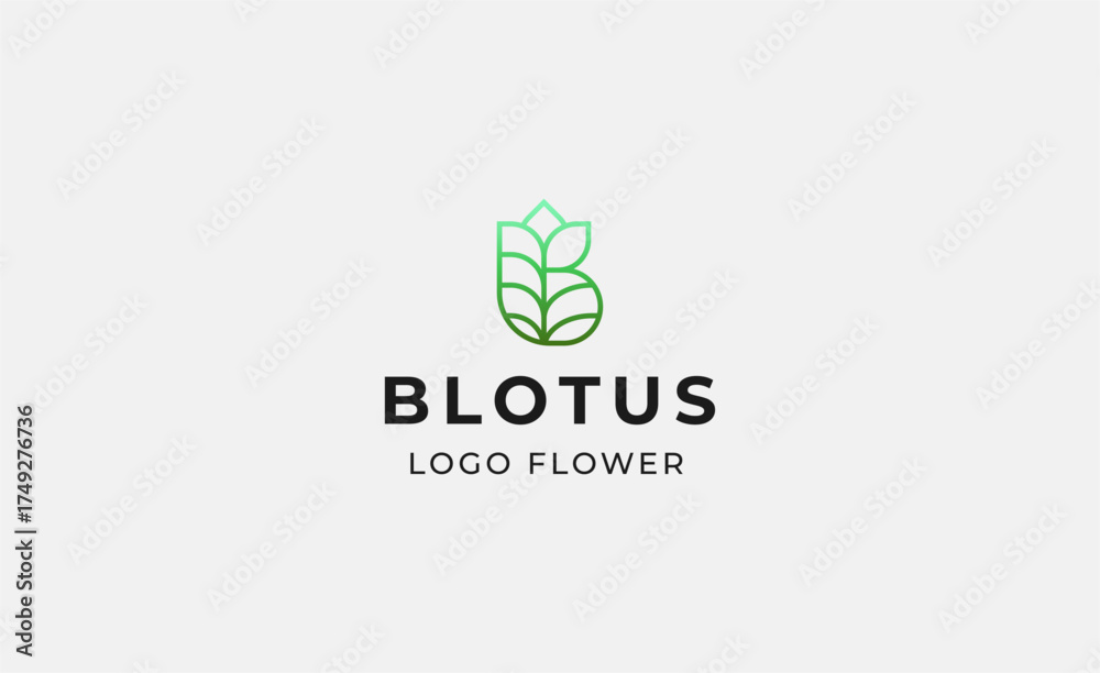 Fototapeta premium Logo Abstract Lotus or Tulip Flower With Letter B. Nature, Feminine and Beauty Colourful Creative Template. Modern and Minimalist Concept
