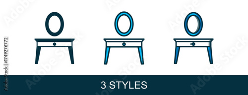 Filled outline Dressing table icon isolated on white background. Vector