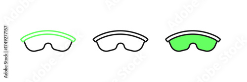 Set line Safety goggle glasses icon isolated on white background. Vector