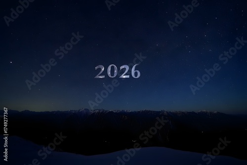 2026 new years night sky with stars and horizon