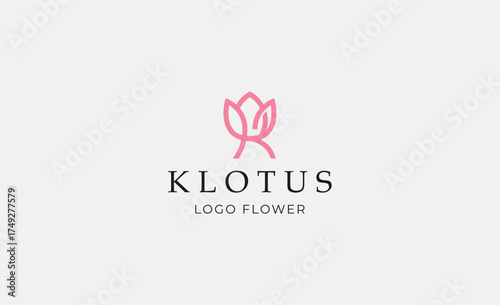 Logo Abstract Lotus or Tulip Flower With Letter K. Nature, Feminine and Beauty Colourful Creative Template. Modern and Minimalist Concept