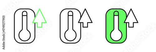 Set line Meteorology thermometer measuring heat and cold icon isolated on white background. Thermometer equipment showing hot or cold weather. Vector