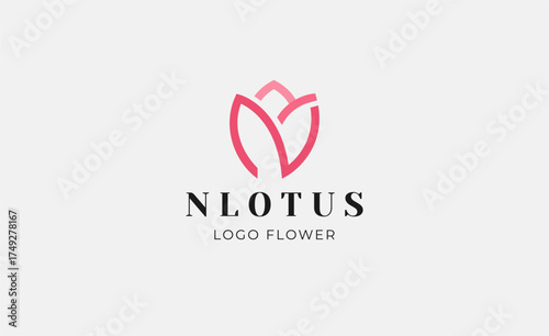 Free Download Logo Abstract Lotus or Tulip Flower With Letter N. Nature, Feminine and Beauty Colourful Creative Template. Modern and Minimalist Concept - GFXLoad