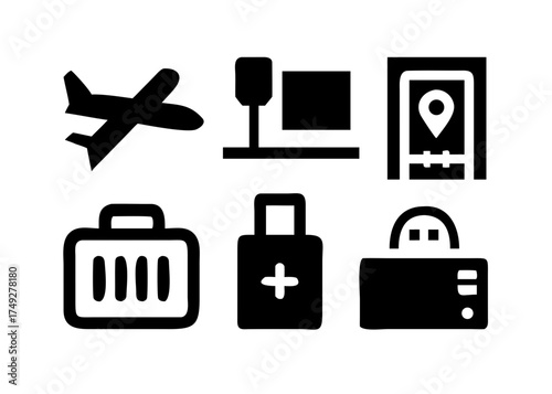 Travel icons representing tourism and transportation